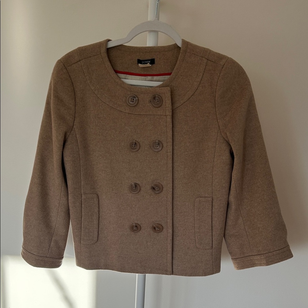J. Crew Cropped Double-Breasted Wool Jacket - Tan